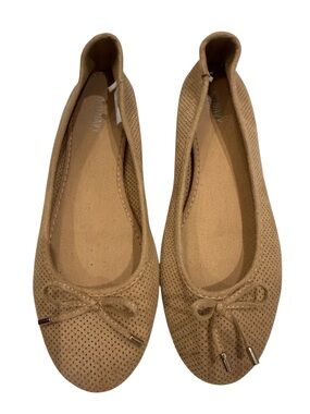 Old Navy Tan Perforated Ballet Flats with Bow